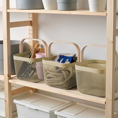 IKEA - RISATORP, basket, light olive-green, 25x26x18 cm