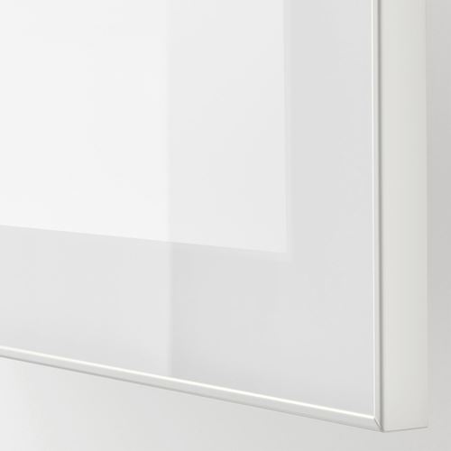IKEA - BESTA, tv storage unit, white/high-gloss/beige/frosted glass, 240x42x231 cm