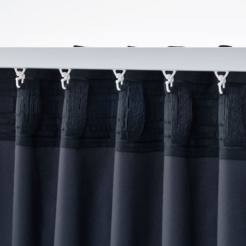 IKEA - SANELA, blackout curtain, 1 pair, dark blue, 140x300 cm