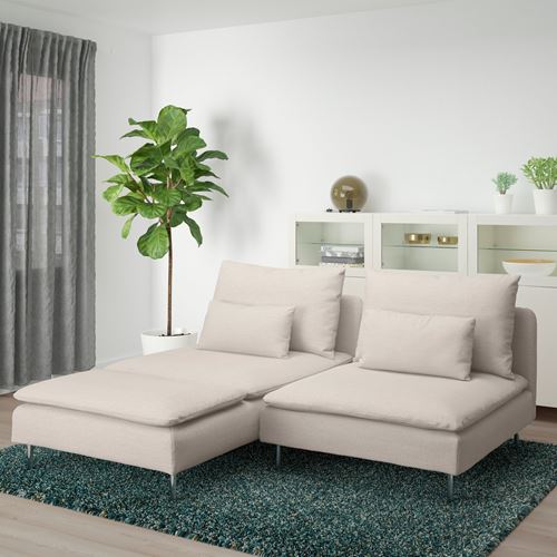 IKEA - SÖDERHAMN, uzanma koltuklu 2'li kanepe, gunnared bej