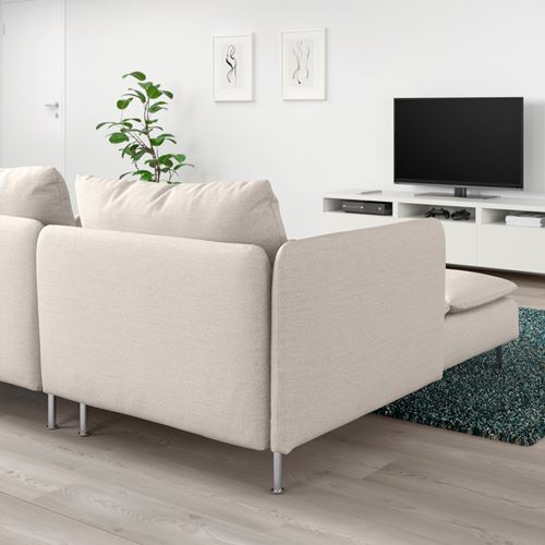 IKEA - SÖDERHAMN, uzanma koltuklu 4'lü kanepe, gunnared bej