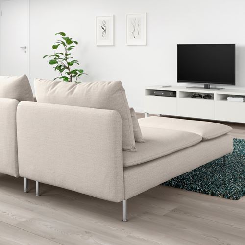 IKEA - SÖDERHAMN, uzanma koltuklu 2'li kanepe, gunnared bej