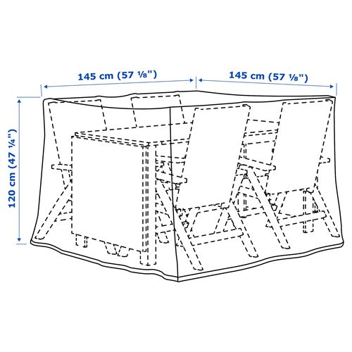 IKEA - TOSTERÖ, storage bag for outdoor furniture, black, 145x145 cm