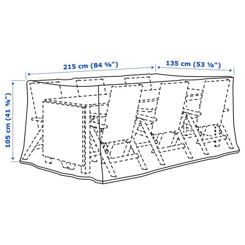 IKEA - TOSTERÖ, dış mekan mobilya kılıfı, siyah, 215x135 cm