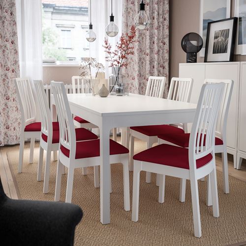 IKEA - EKEDALEN, döşemeli ahşap sandalye, beyaz-orrsta kırmızı