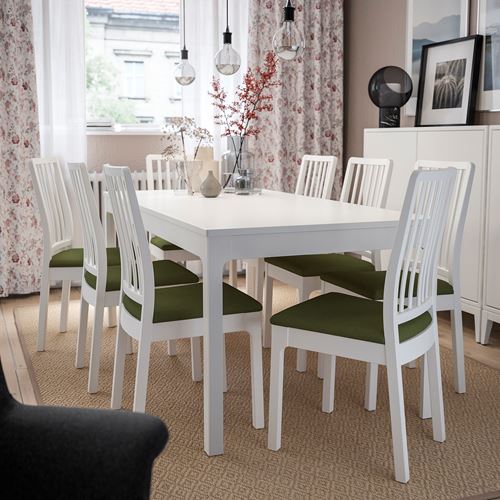 IKEA - EKEDALEN, döşemeli ahşap sandalye, beyaz-yeşil