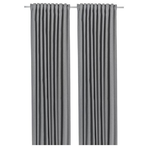 IKEA - BLAHUVA, blackout curtain, 1 pair, light grey, 145x300 cm