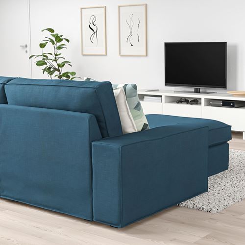 IKEA - KIVIK, 4-seat sofa with chaise longue, hillared dark blue