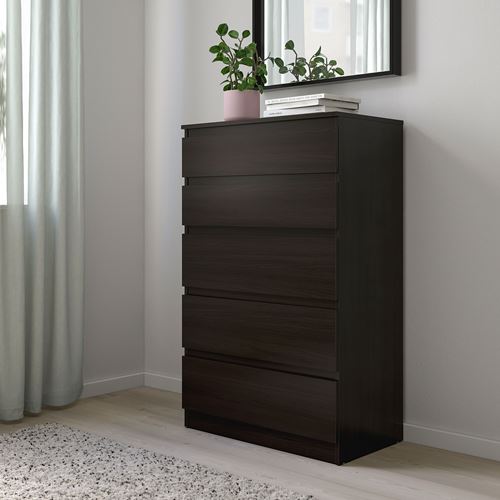 IKEA - KULLEN, chest of 5 drawers, blackbrown, 70x112 cm