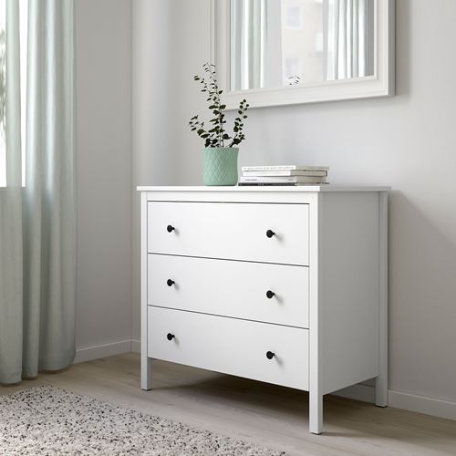 IKEA - KOPPANG, chest of 3 drawers, white, 90x83 cm