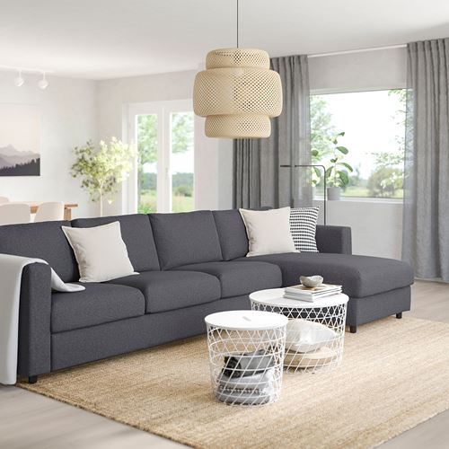 IKEA - VIMLE, 3-seat sofa and chaise longue, Gunnared medium grey