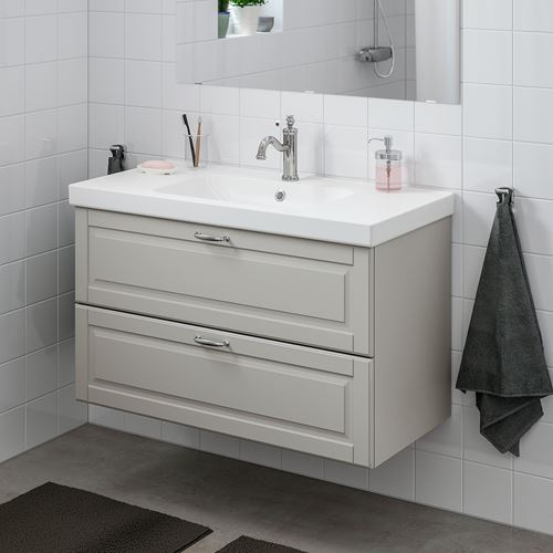 IKEA - GODMORGON/ODENSVIK, lavabo dolabı kombinasyonu, açık gri, 103x49x64 cm