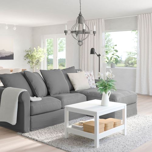 IKEA - GRÖNLID, 2-seat sofa and chaise longue, ljungen medium grey