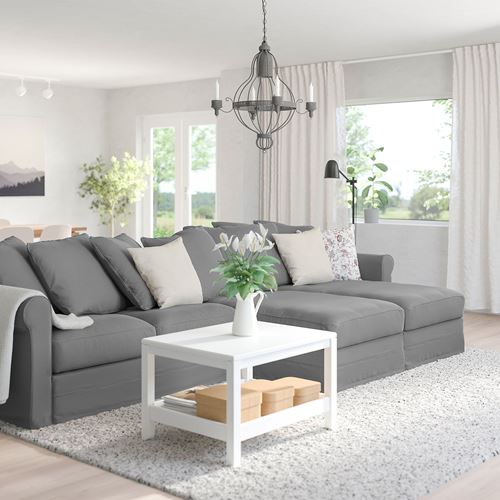 IKEA - GRÖNLID, 2 chaise longues and 2-seat sofa, ljungen medium grey