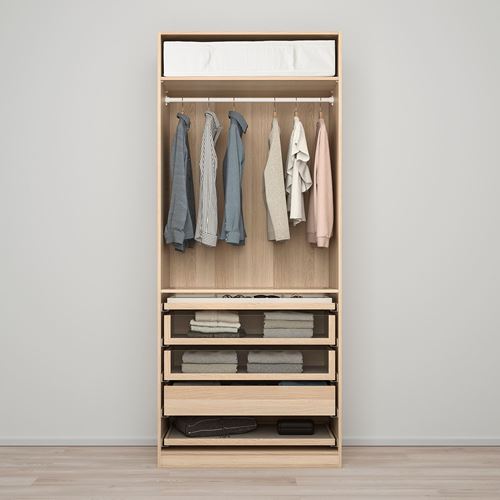 IKEA - PAX/FORSAND, PAX wardrobe, white stained oak effect, 100x60x236 cm