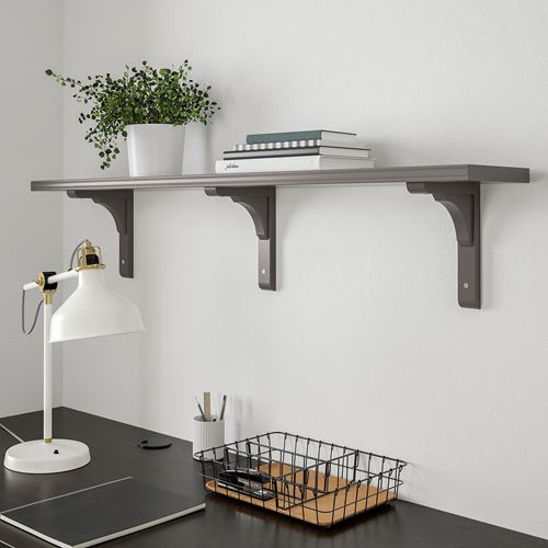 IKEA - BERGSHULT/RAMSHULT, wall shelf, dark grey, 120x20 cm