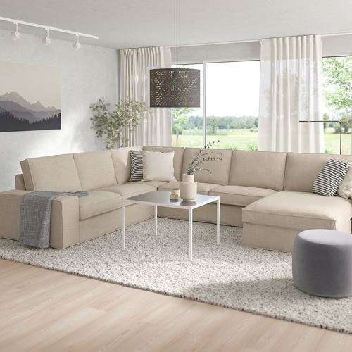 IKEA - KIVIK, uzanma koltuklu 5'li köşe kanepe, hillared bej