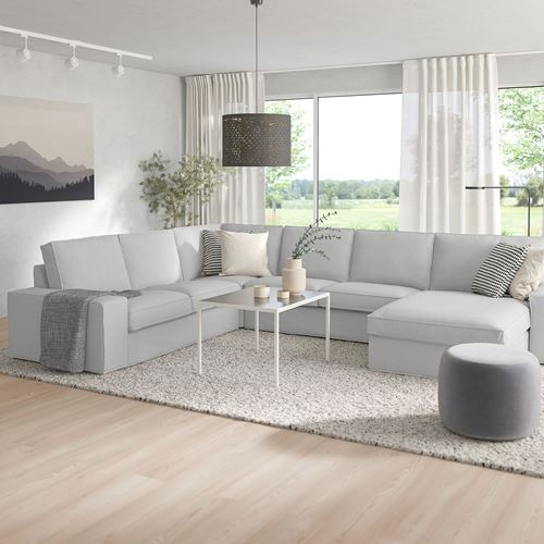 IKEA - KIVIK, uzanma koltuklu 5'li köşe kanepe, orrsta açık gri
