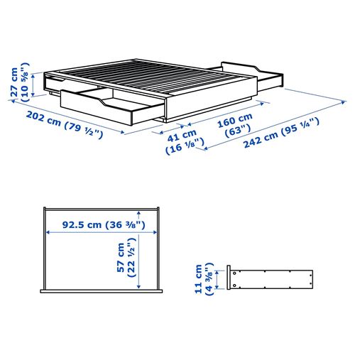 IKEA - MANDAL, double bed base, birch, 160x200 cm