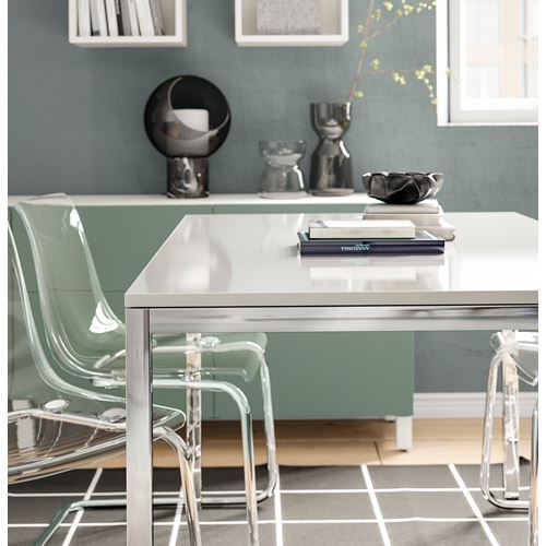 IKEA - TORSBY, yemek masası, krom kaplama-parlak beyaz, 4 kişilik