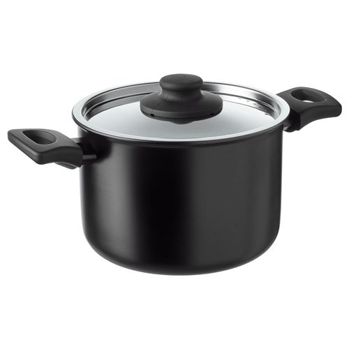 IKEA - HEMLAGAD, teflon pot, black, 3 l