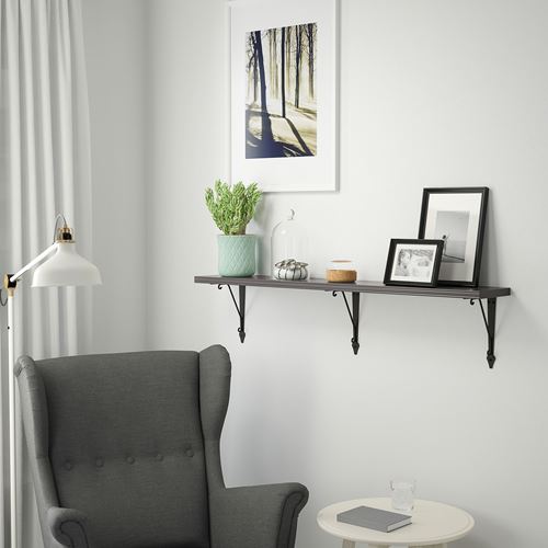 IKEA - BERGSHULT, wall shelf piece, dark grey, 120x20 cm