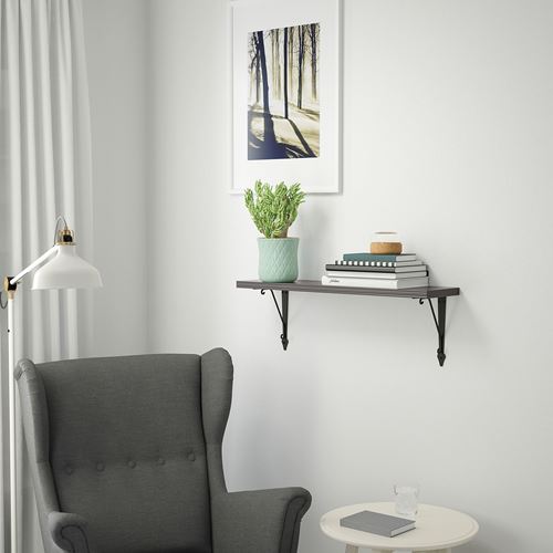 IKEA - BERGSHULT, wall shelf piece, dark grey, 80x20 cm