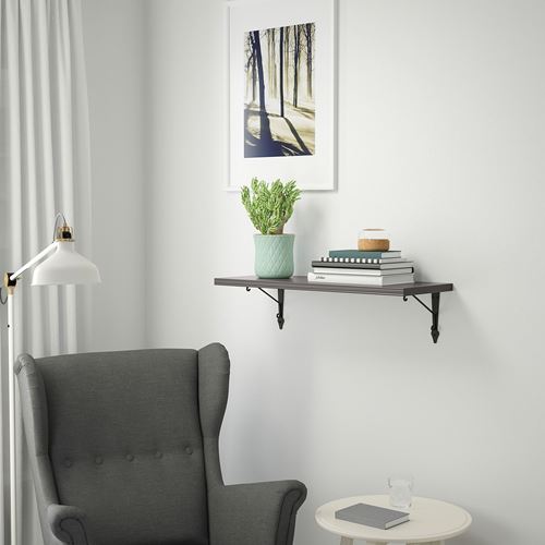 IKEA - BERGSHULT/KROKSHULT, wall shelf, dark grey/anthracite, 80x30 cm