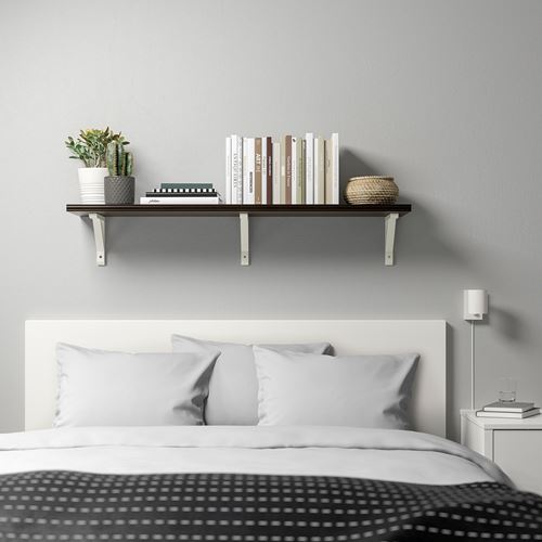 IKEA - BERGSHULT/SANDSHULT, wall shelf, black-brown-white, 120x30 cm