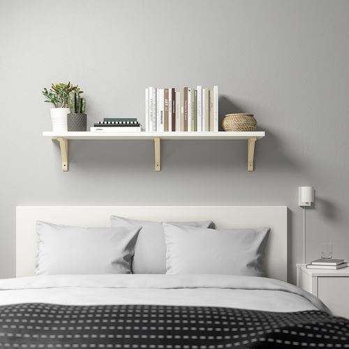 IKEA - BERGSHULT, wall shelf, white/aspen, 120x30 cm