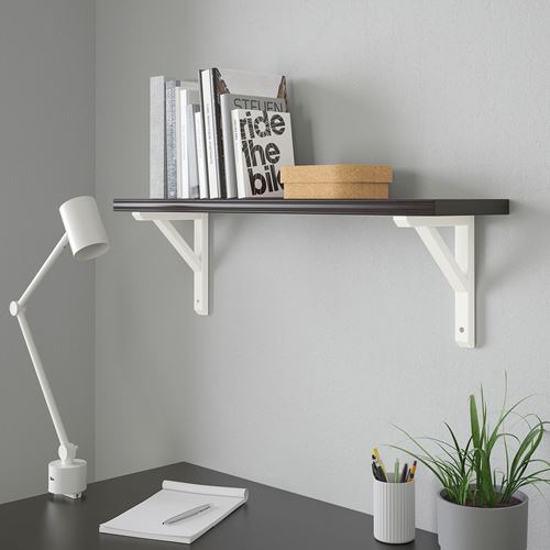 IKEA - BERGSHULT/SANDSHULT, wall shelf, black-brown-white, 80x20 cm