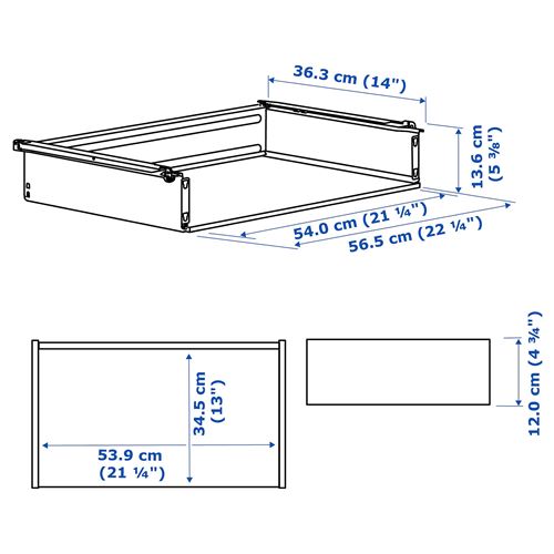 IKEA - HJALPA, drawer without front, white, 60x40 cm