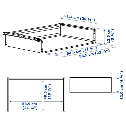 IKEA - HJALPA, drawer without front, white, 60x55 cm