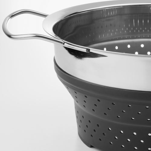 IKEA - KLOCKREN, colander, stainless steel/silicon, 5 l