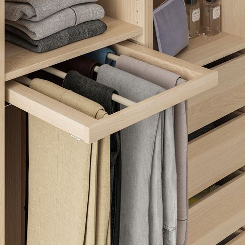 IKEA - KOMPLEMENT, pull-out trouser hanger, white stained oak effect, 50x58 cm