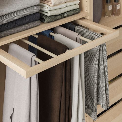 IKEA - KOMPLEMENT, pull-out trouser hanger, white stained oak effect, 75x58 cm