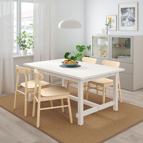 IKEA - NORDVIKEN/RÖNNINGE, yemek masası takımı, beyaz-huş, 4 sandalyeli