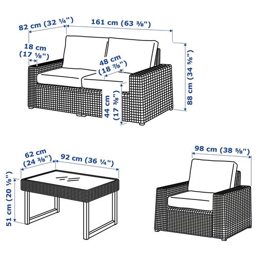 IKEA - SOLLERÖN, garden conversation set, brown