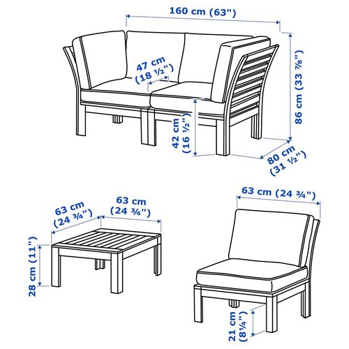 IKEA - APPLARÖ, bahçe oturma grubu, kahverengi