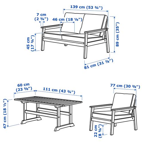 IKEA - BONDHOLMEN, garden conversation set, grey