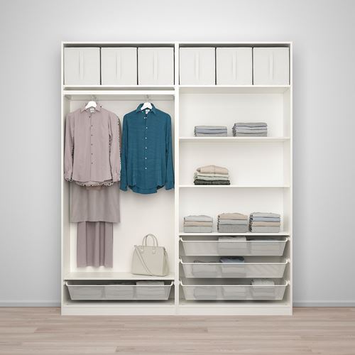 IKEA - PAX/BERGSBO, PAX wardrobe, white/glass, 200x38x236 cm