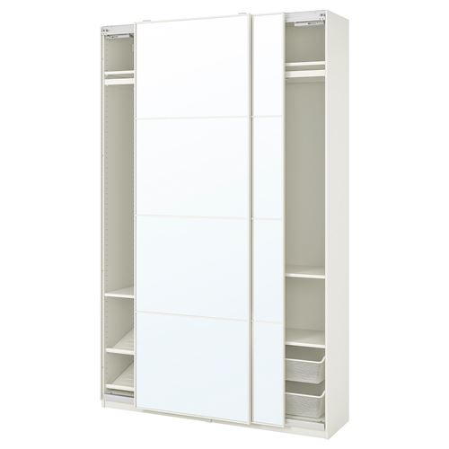 IKEA - PAX/AULI, PAX sürgü kapaklı gardırop, beyaz, 150x44x236 cm