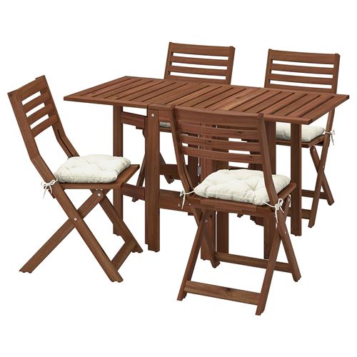 IKEA - APPLARÖ, katlanabilir masa ve katlanabilir sandalye seti, kahverengi