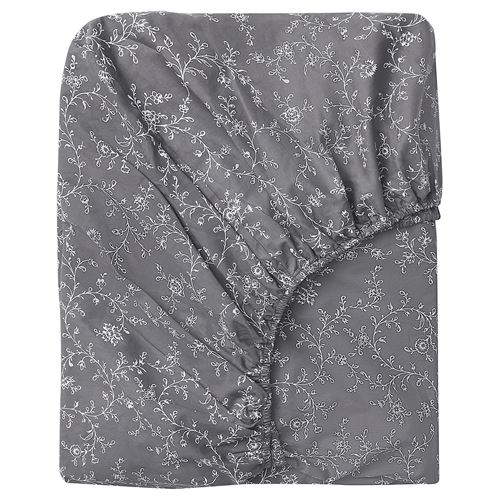 IKEA - KOPPARRANKA, fitted sheet, dark grey, 180x200 cm