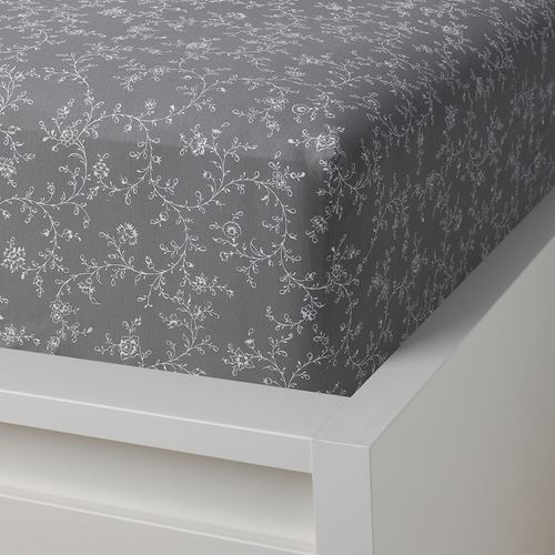 IKEA - KOPPARRANKA, fitted sheet, dark grey, 90x200 cm