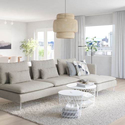 IKEA - SÖDERHAMN, 3-seat sofa and chaise longue, viarp beige-brown