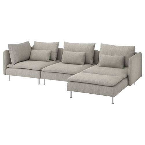 IKEA - SÖDERHAMN, 3-seat sofa and chaise longue, viarp beige-brown