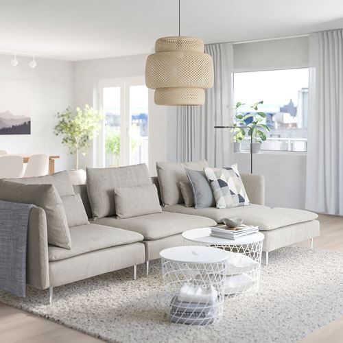 IKEA - SÖDERHAMN, 3-seat sofa and chaise longue, viarp beige-brown