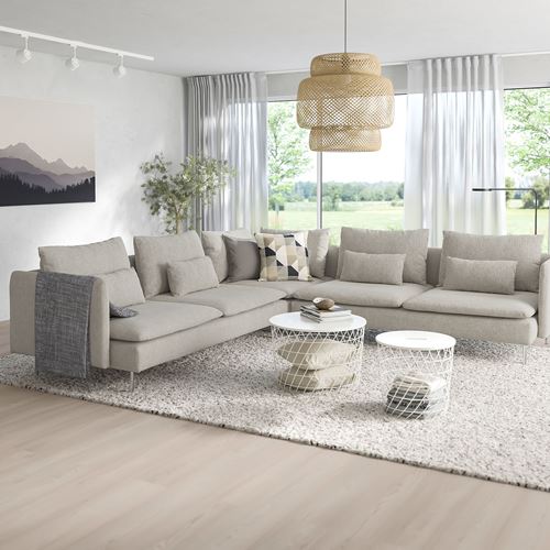 IKEA - SÖDERHAMN, 6-seat corner sofa, viarp beige-brown