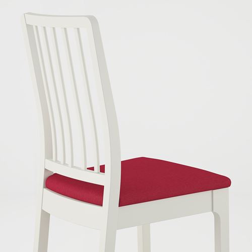 IKEA - EKEDALEN, döşemeli ahşap sandalye, beyaz-orrsta kırmızı